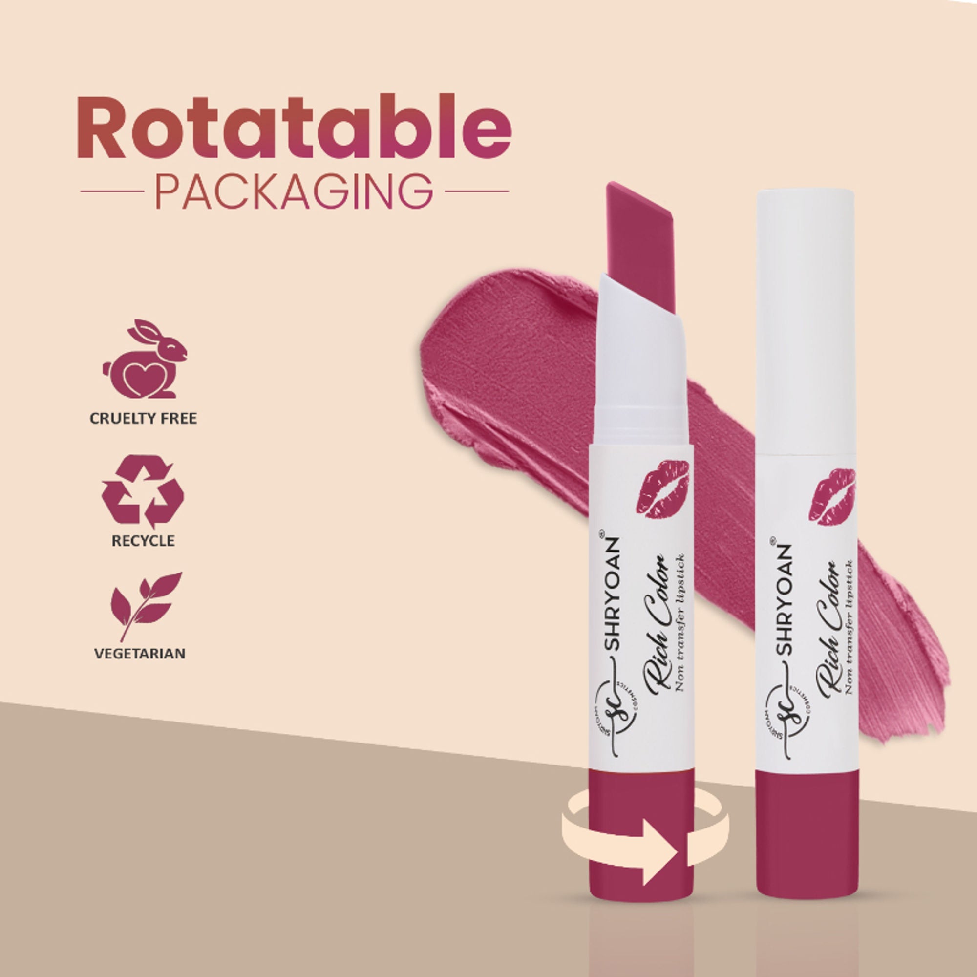 Shryoan Rich Color Non-Transfer Long Stay Creamy Lipstick - Grape Fruit 15 - Orange Bite - 08 | Grocsy