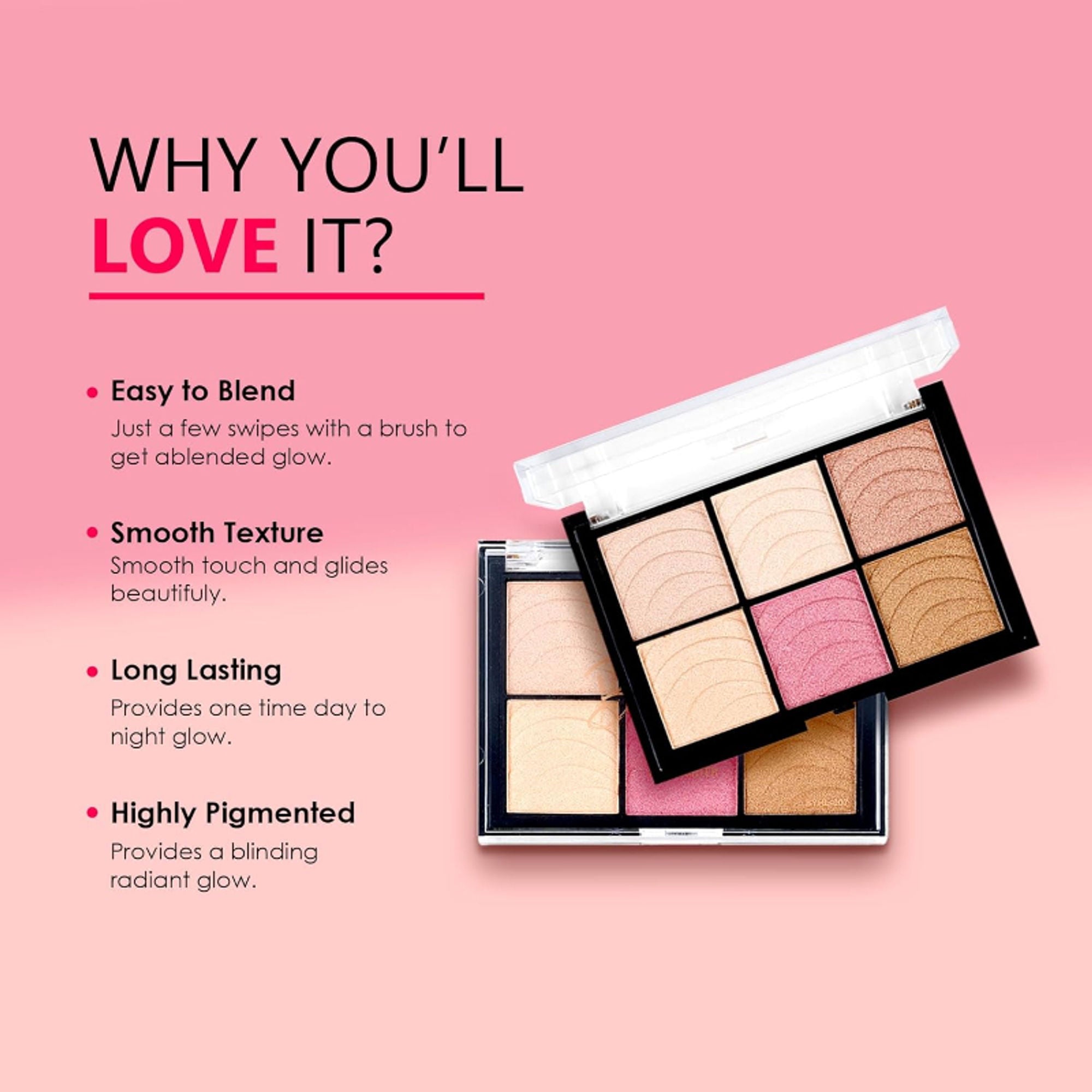 Shryoan Game On Blusher & Highlighter Palette - 1 | Grocsy