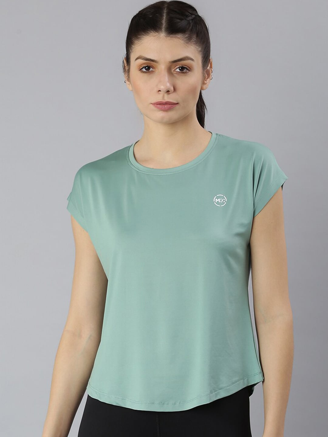 MKH Women Green Extended Sleeves Dri-FIT Sports T-shirt | Grocsy