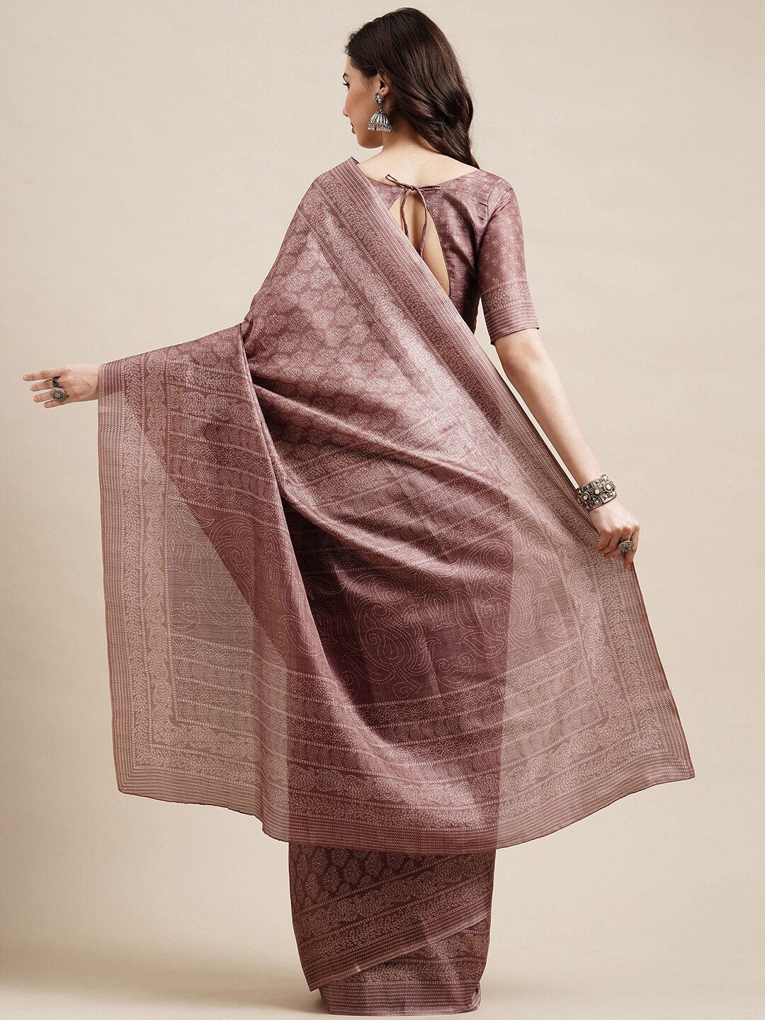 Saree Mall Mauve & White Floral Art Silk Sarees | Grocsy