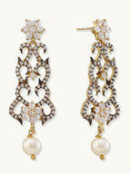 Nuyug 22K Gold-Plated Cubic Zirconia Studded & Pearl Beaded Necklace Set | Grocsy
