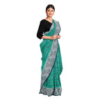 Exclusive Collection 100% Pure Cotton Green Tant Saree With Hand Weaving Work | Grocsy