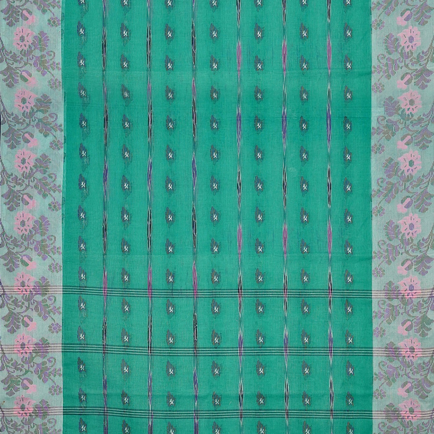 Exclusive Collection 100% Pure Cotton Green Tant Saree With Hand Weaving Work | Grocsy