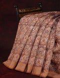 Wheat Colour All Over Print Semi Chanderi Saree By Gayathri Reddy Designer Studio | Grocsy