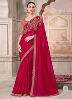 Vegaa Fashion Red Beige Sequence Embroidered Traditional Wedding Saree Party Wear Saree | Grocsy