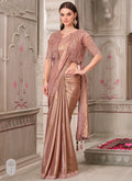 Vegaa Fashion Rose Gold Embroidered Traditional Wedding Saree | Grocsy