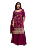 Anaita Maroon Vichitra Suit With Heavy Embroidery Work | Grocsy