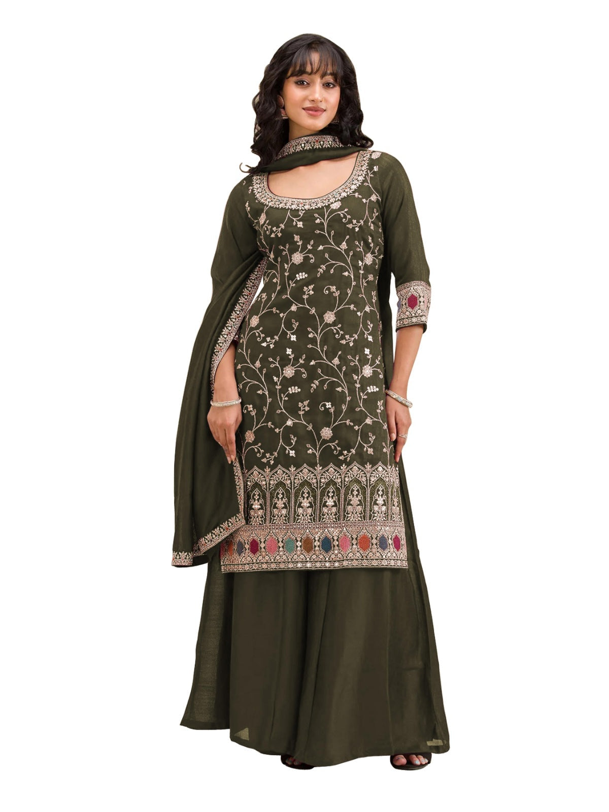 Anaita Mehendi Vichitra Suit With Heavy Embroidery Work | Grocsy