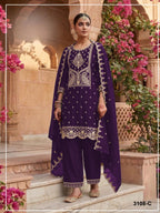 Anaita Purple Vichitra Silk Suit with Embroidery & Sequence Work | Grocsy