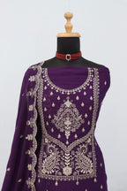 Anaita Purple Vichitra Silk Suit with Embroidery & Sequence Work | Grocsy