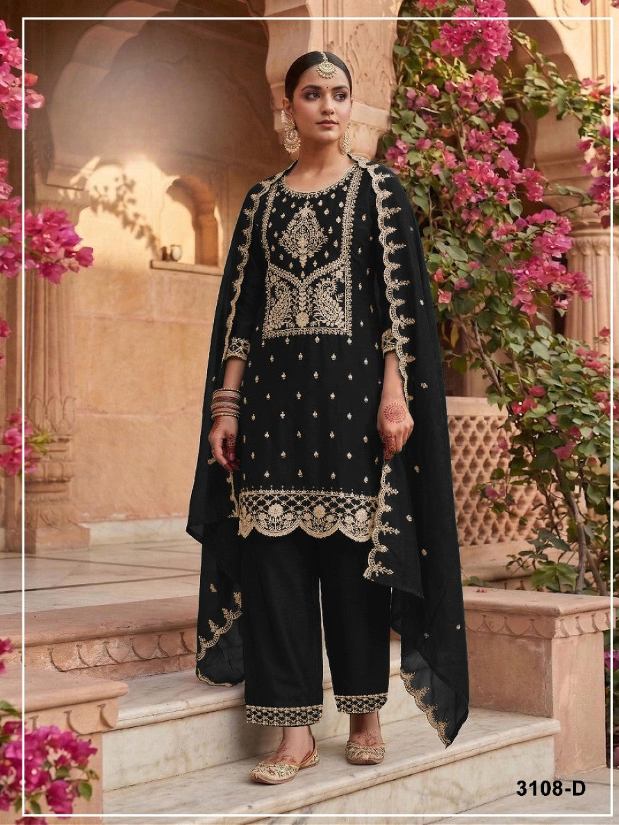 Anaita Black Vichitra Silk Suit with Embroidery & Sequence Work | Grocsy