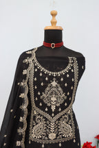 Anaita Black Vichitra Silk Suit with Embroidery & Sequence Work | Grocsy