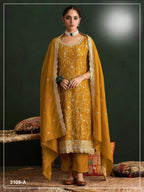 Anaita Mustard Vichitra Silk Suit With Embroidery & Sequence Work | Grocsy