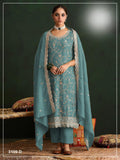 Anaita Blue Vichitra Silk Suit With Embroidery & Sequence Work | Grocsy