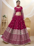 Tulsi Art Mesmerizing Dark Pink Sequins Work Georgette Bridesmaid Lehenga Choli | Grocsy