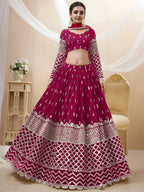 Tulsi Art Mesmerizing Dark Pink Sequins Work Georgette Bridesmaid Lehenga Choli | Grocsy