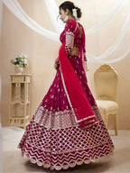 Tulsi Art Mesmerizing Dark Pink Sequins Work Georgette Bridesmaid Lehenga Choli | Grocsy