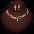 Tehzeeb Creations Brass Rose Gold-Polished White Colour Necklace With Earrings | Grocsy