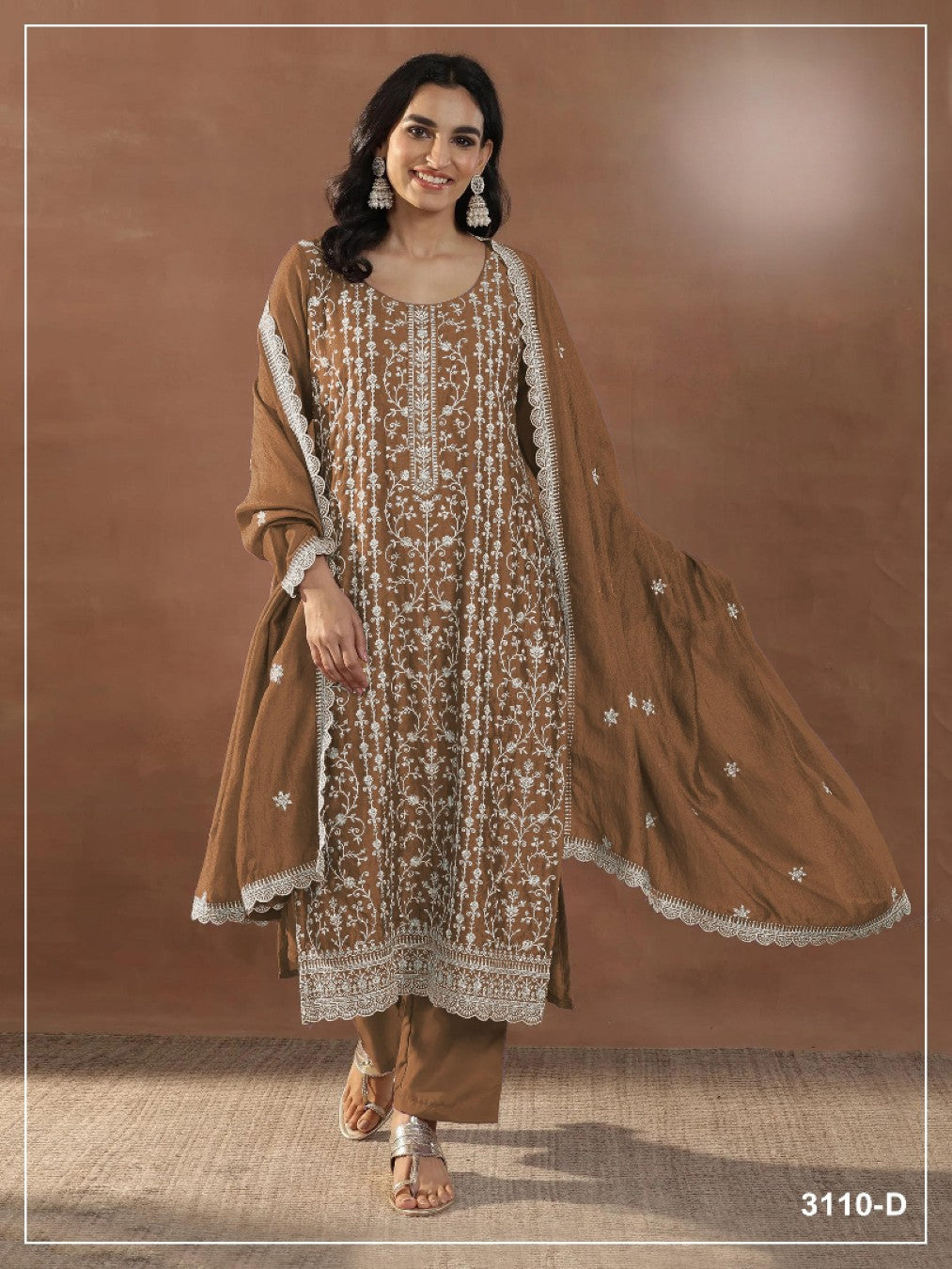 Anaita D Mustard Silk Suit with Embroidery & Sequence Work | Grocsy
