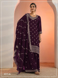Anaita Wine Faux Georgette Suit With Embroidery Work | Grocsy
