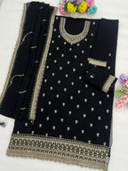 Anaita Black Faux Georgette Suit With Embroidery Work | Grocsy