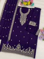 Anaita Violet Faux Georgette Suit With Embroidery & Sequence Work | Grocsy