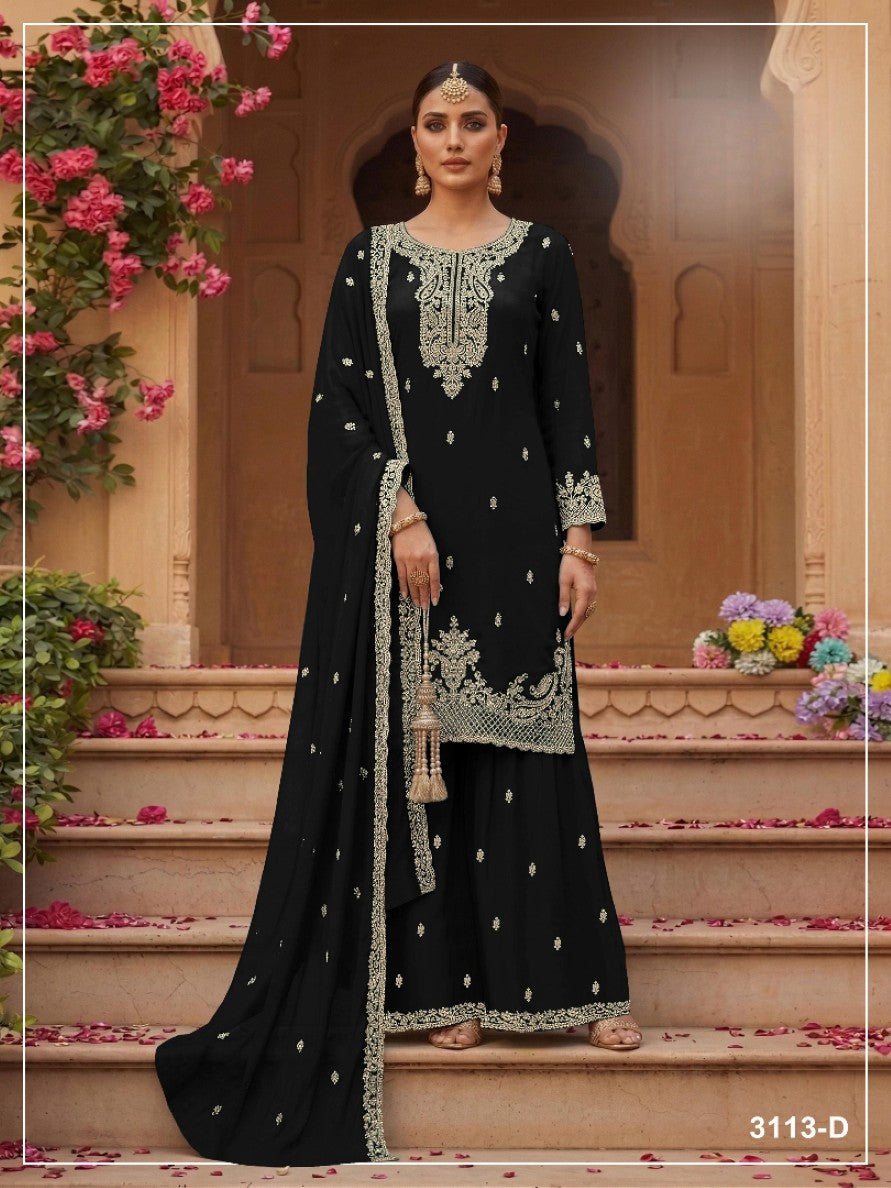 Anaita Black Faux Georgette Suit With Embroidery & Sequence Work | Grocsy