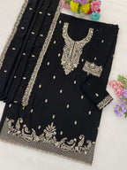 Anaita Black Faux Georgette Suit With Embroidery & Sequence Work | Grocsy