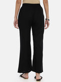 Souchii Black Solid Flared Palazzos | Grocsy