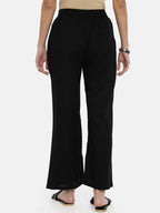 Souchii Black Solid Flared Palazzos | Grocsy