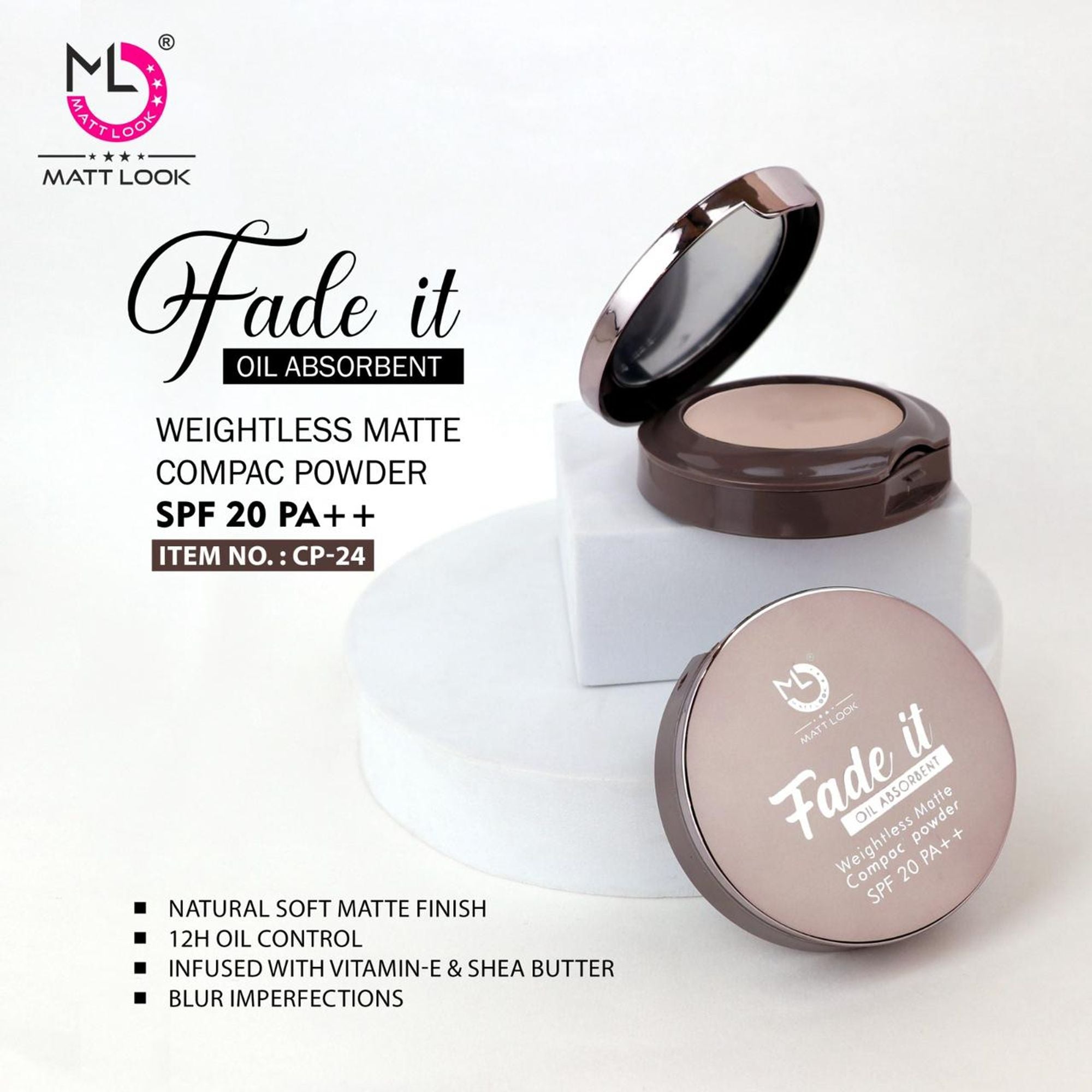 Matt Look Fade If Oil Absorbent Compact - 03 Warm Nude | Grocsy