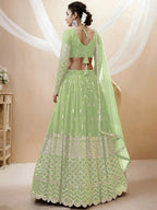 Tulsi Art Attractive Pastel Green Sequins Work Georgette Lehenga Choli | Grocsy