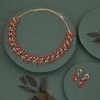 Tehzeeb Creations Gold Pleate Maroon Colour Choker Set | Grocsy
