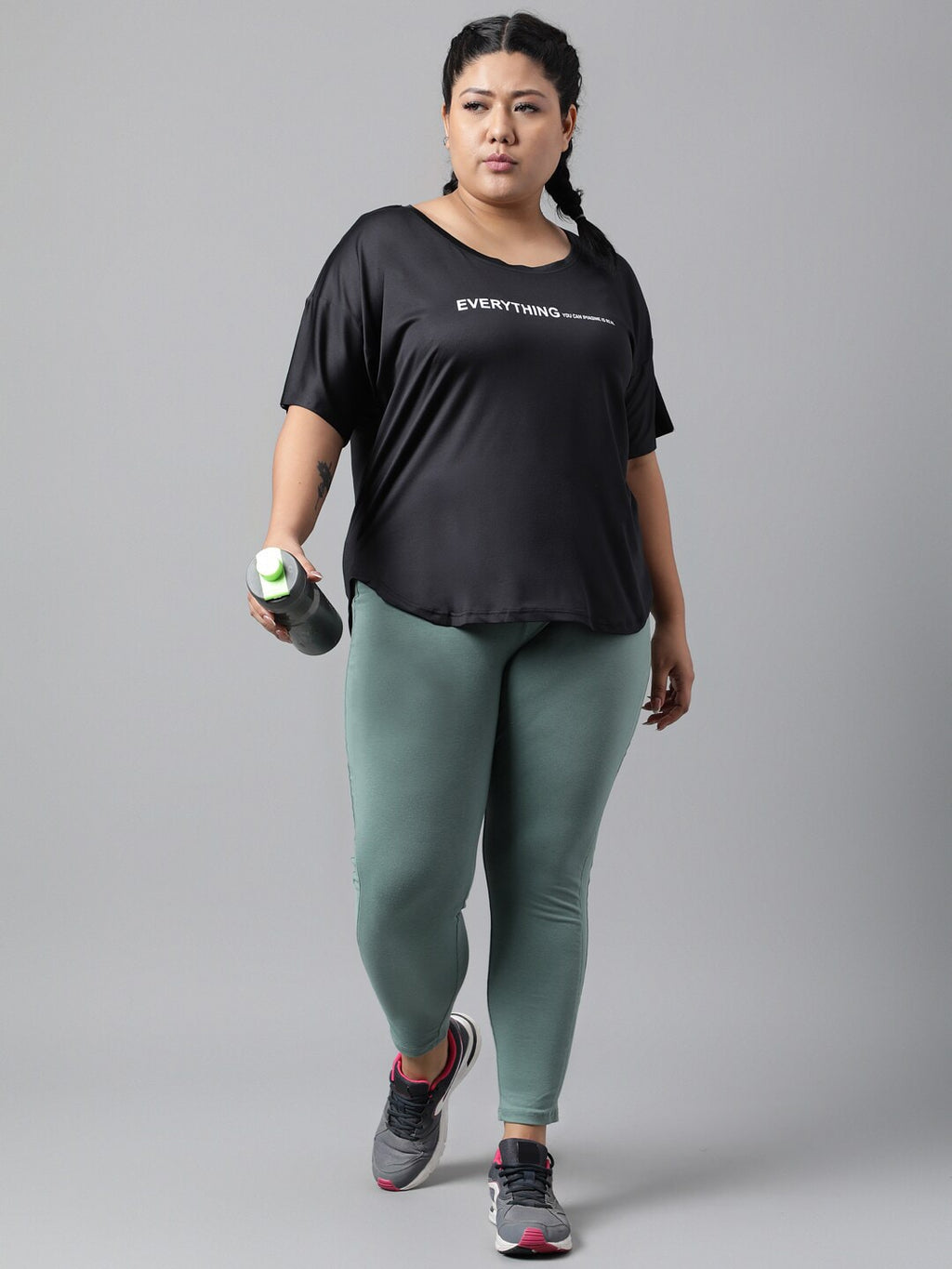 MKH Plus Size Relaxed Fit Typography Printed Drop Shoulder Sleeves Dri-Fit Sports T-shirt | Grocsy