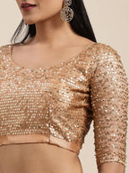 Saree Mall Brown Striped Satin Saree | Grocsy