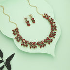 Tehzeeb Creations Gold Pleate Maroon Colour Choker Set | Grocsy
