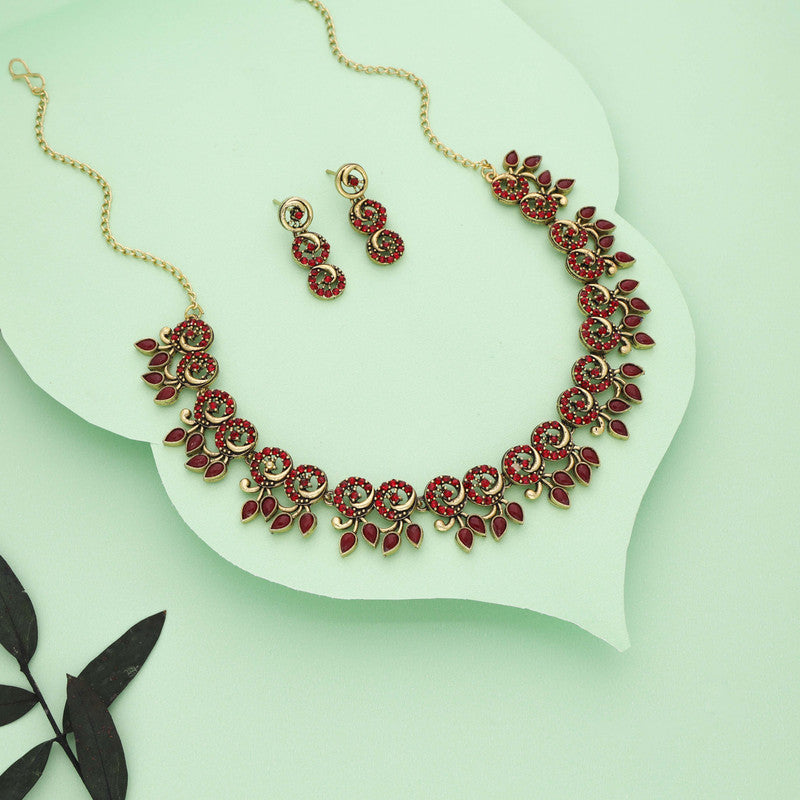 Tehzeeb Creations Gold Pleate Maroon Colour Choker Set | Grocsy