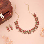 Tehzeeb Creations Gold Pleate Maroon Colour Choker Set | Grocsy