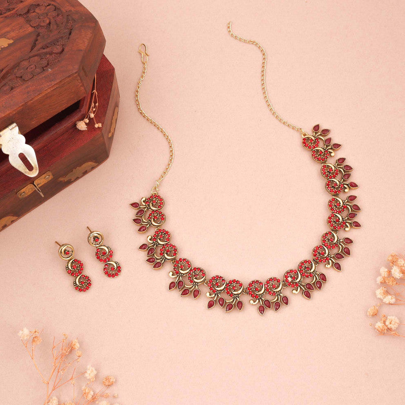 Tehzeeb Creations Gold Pleate Maroon Colour Choker Set | Grocsy