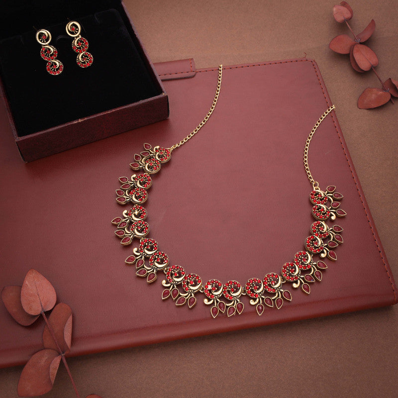 Tehzeeb Creations Gold Pleate Maroon Colour Choker Set | Grocsy