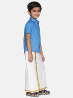Sethukrishna Boys Blue & White Shirt with Dhoti | Grocsy