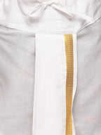 Sethukrishna Boys Gold-Toned Printed Angrakha Kurta with Dhoti Pants | Grocsy