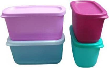 Tupperware Cubix Mini Rect Plastic Utility Container 250 Ml Pack Of 4 (Multicolor), Blue | Grocsy