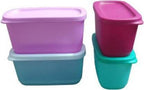Tupperware Cubix Mini Rect Plastic Utility Container 250 Ml Pack Of 4 (Multicolor), Blue | Grocsy