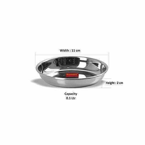 Stainless Steel Heavy Gauge Small Halwa Plates with Mirror finish -  Set of 6pc | Grocsy