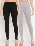 TAG 7 Women Pack Of 2 Solid Comfort-Fit Ankle-Length Leggings | Grocsy