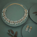 Tehzeeb Creations Gold Pleate Sky Blue Colour Choker Set | Grocsy