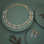 Tehzeeb Creations Gold Pleate Sky Blue Colour Choker Set | Grocsy