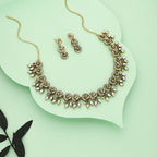 Tehzeeb Creations Gold Pleate White Colour Choker Set | Grocsy