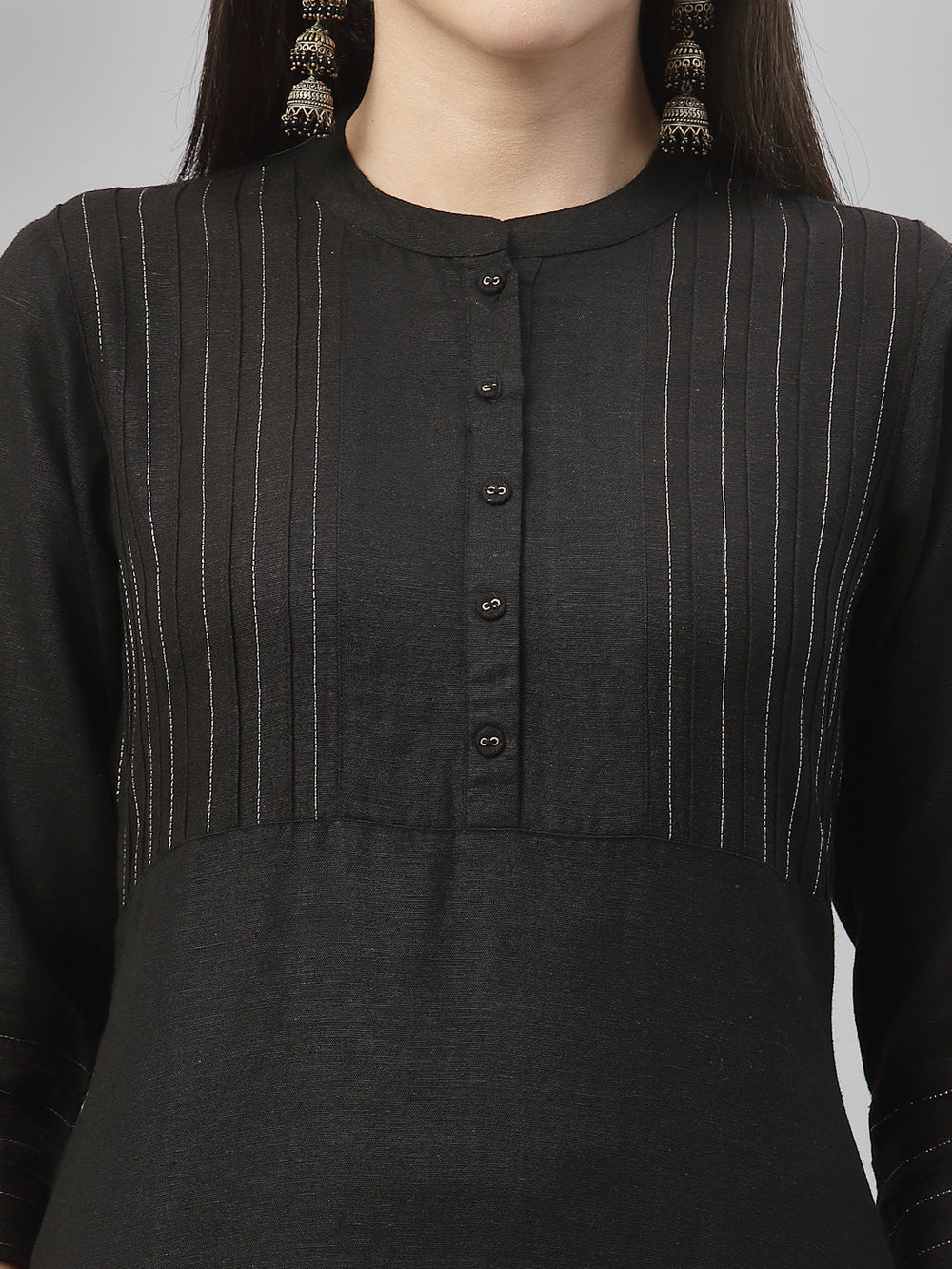 Juniper Black Rayon Festive Solid Straight Kurta For Women | Grocsy